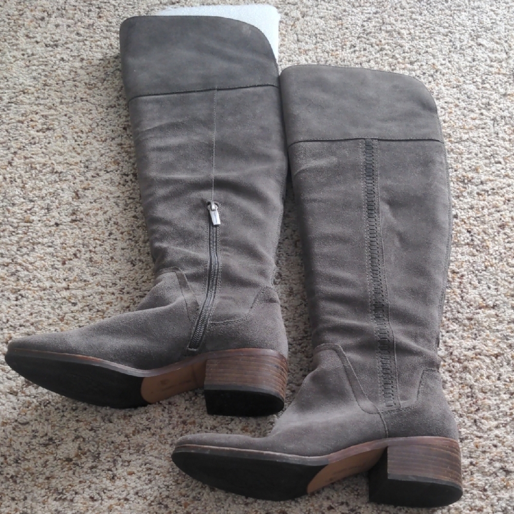 Vince Camuto Tall Suede Over-the-Knee Boots — Taupe Gray
